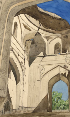 Неронов Н. Самарканд. Мечеть Биби-Ханым. 1930. Бумага, акварель. Размер 31x20,5 см. Хорошее 