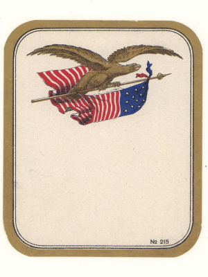 Этикетка Орел с флагом США. Вкладыш сигарный (?) Начало ХХ в. Размер 11х9 см. Хорошее состояние