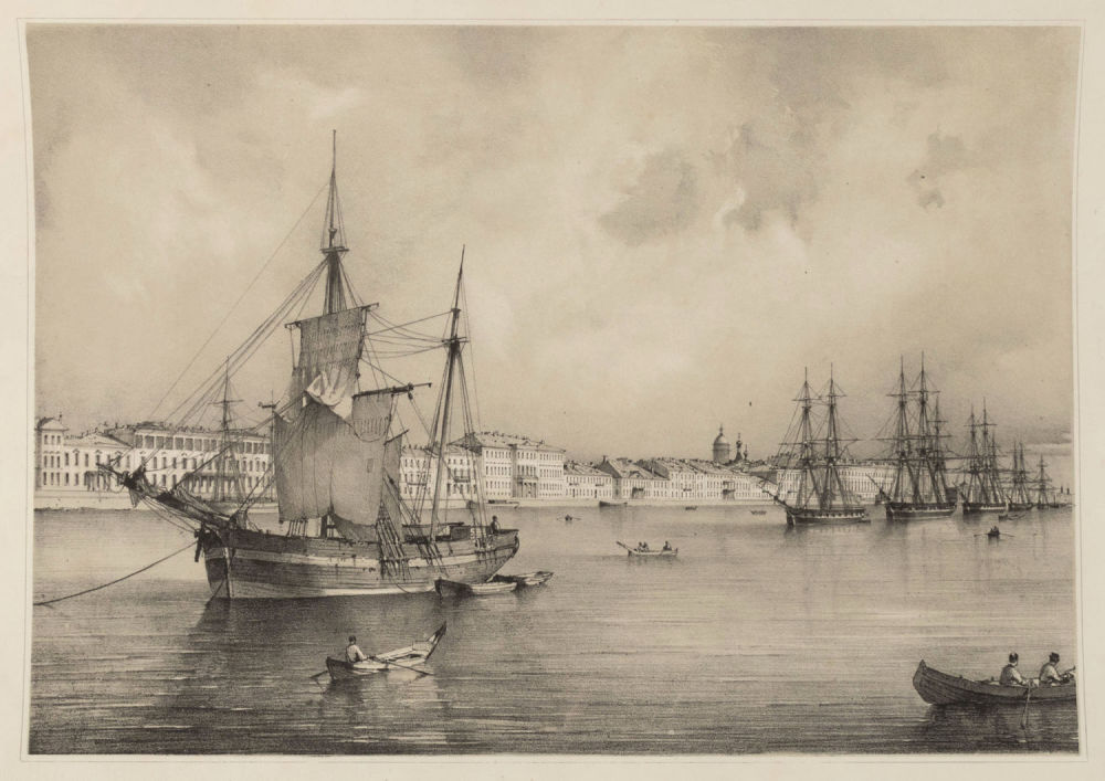 [Издание Дациаро] Перро (по рисунку), Лемерсье (гравер). Дворцовая набережная. Вторая половина 