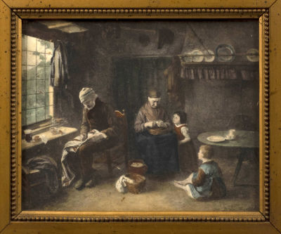 Подпись неразборчивая. Дети и старики. Середина XIX века (?). Бумага, карандаш, акварель. 