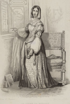 Jacquand C. (по рисунку), Leclerc A.-T. (гравер). Маргарита Наваррская. Резцовая гравюра. XIX 