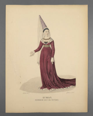 Ланте (по рисунку), Гатин (гравер). Эвриан, жена герцога Неверского. 1827. Бумага, раскрашенная 