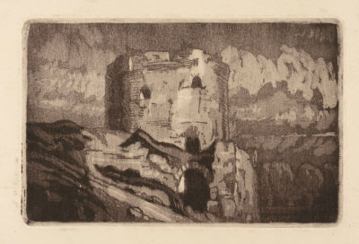 Витман В. А. Развалины замка. Офорт. 1920-е гг. Размер 40,5х52,5 см. Условно хорошее состояние. 