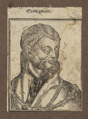 Н/х. Двусторонняя гравюра. Портрет мужчины и герб Иоганна Альбрехта I Мекленбургского. XVI в. 