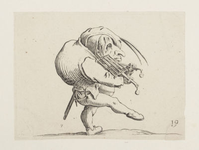 Калло Ж. Карлик-музыкант. №19. Серия "Карлики". Середина XVII века. Бумага, офорт. Размер 13 