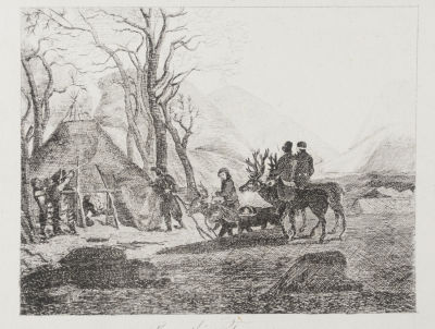 Н/х. Тунгусы. Середина XIX века. Гравюра. Размер 11х15,5 см. Условно хорошее состояние. Следы 