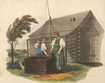 Canton C. J. (гравер), Johnston R. (по рисунку). Женщины Новгородской губернии. 1815. Бумага 