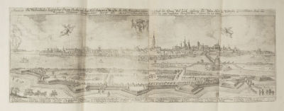 Панорама города Бремена. 1661. Бумага верже, гравюра. Размер 30,5х68 см. Условно хорошее 
