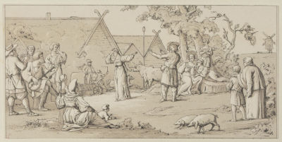 Н/х. Русская крестьянская пляска. Гравюра. Размер 7,3х15 см. Хорошее состояние. Следы 