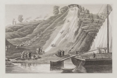 Н/х. Катание с горки на Волге. 1850-е гг. Гравюра на стали. Размер листа 16х22 см. Условно 