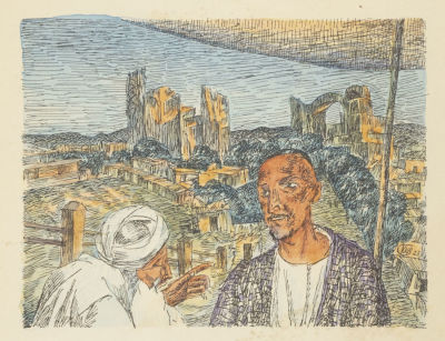 [Самаркандия] Петров-Водкин К. С. Биби-Ханым. 1923. Бумага, цинкография, акварель. Размер листа 