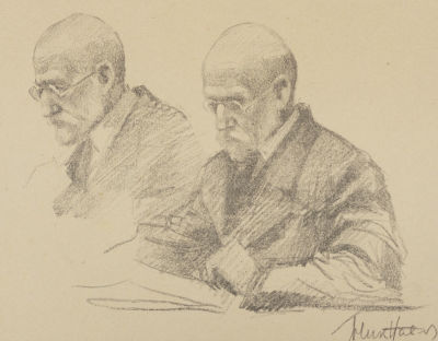 Павлов Н. А. Двойной мужской портрет. 1934. Бумага, литография. Размер 21х27 см. Хорошее 