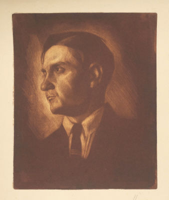 Павлов Н. А. Портрет неизвестного. 1929. Бумага, офорт. Размер 40,5х33,5 см. Условно хорошее 