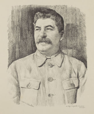 Яр-Кравченко А. Н. Портрет И. В. Сталина. 1938. Бумага, автолитография. Размер 42х31 см. Условно 