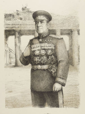 Яр-Кравченко А. Н. Портрет маршала Советского Союза Г. К. Жукова. 1940-е гг. Бумага 