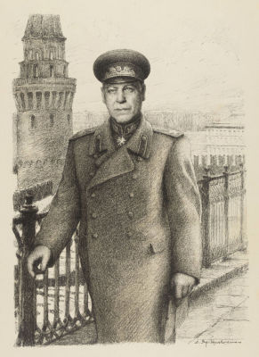 Яр-Кравченко А. Н. Портрет маршала Советского Союза Б. М. Шапошникова. 1940-е гг. Бумага 