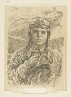 Железнов М. П. Герой СССР Сторожанов. 1943. Автолитография. Размер 36х28 см. Условно хорошее 