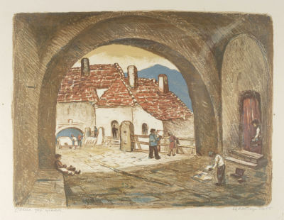 Каплун А. В. Мукачево. Карпаты. 1955. Бумага, цветная литография. Размер 45х58 см. Хорошее 