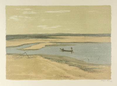 Судаков В. М. На реке. 1956. Бумага, цветная литография. Размер 41,5х60 см. Хорошее состояние. 