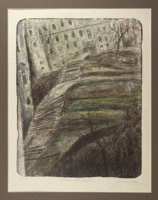 Куфаль Я. Лестница. 1970-е гг. Бумага, цветная автолитография. Размер листа 60х47 см. Хорошее 