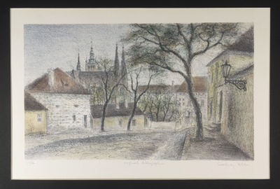 Куфаль Я. Вид на Собор Святого Вита. 1970-е гг. Бумага, цветная автолитография. Размер листа 