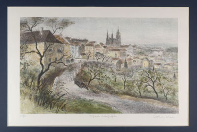 Куфаль Я. Вид на Прагу. 1970-е гг. Бумага, цветная автолитография. Размер листа 50х66 см. Хороше 