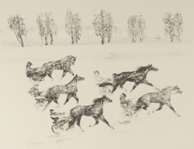 Курдов В. И. Скачки. 1978. Бумага, автолитография. Размер 47х62 см. Условно хорошее состояние. 