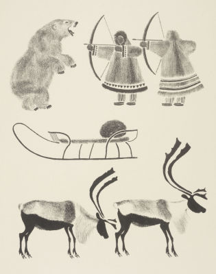 Лебедев В. В. Гренландия. Охота на белого медведя. Автолитография из набора &laquo;Охота&raquo;. 1968. 