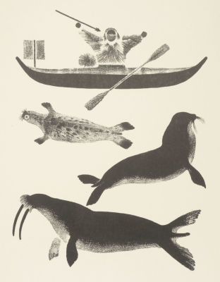Лебедев В. В. Гренландия. Морская охота. Автолитография из набора &laquo;Охота&raquo;. 1968. Размер 25х17,6 см.