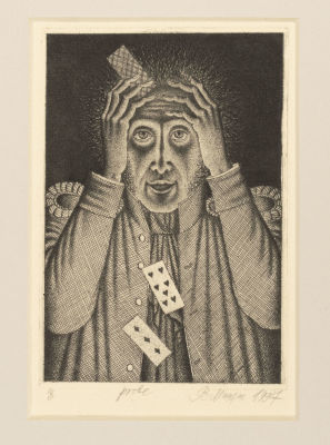 Мишин В. Пиковая дама. Герман. 1997. Офорт. Размер 13,7х9,5 см. Размер по паспарту 40х30 см. Про 