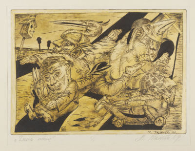 Ткачев М. День птиц. 1989. Бумага, смешанная техника. Размер 24,5х30 см. Хорошее состояние.