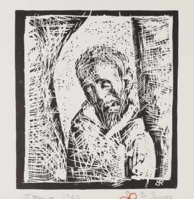 [Митьки] Яшке В. Е. Старик. 1962. Бумага, линогравюра. Размер 36х27 см. Хорошее состояние. 