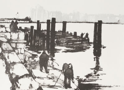 Свирина Т. А. Корюшка на Неве. 2022. Бумага, литография. Размер 28,5х38,5 см. Хорошее 