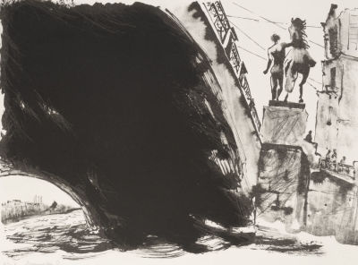 Васильева О. Венеция на севере видна только с воды. 2022. Бумага ручного литья, литография. 