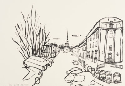 Чемакин И. Адмиралтейство А. Захарова. 2019. Ручная трафаретная печать. Размер 21х30 см. Хорошее 