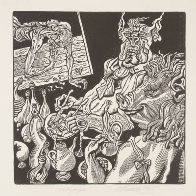 Верхоланцев М. М. Чревоугодие. Серия "Смертные грехи". 2011. Бумага, ксилография. Размер 40 