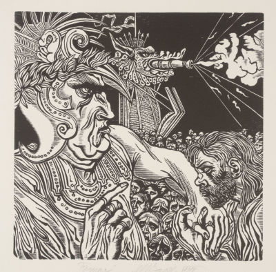 Верхоланцев М. М. Гордыня. Серия "Смертные грехи". 2010. Бумага, ксилография. Размер 40х40 см. У 