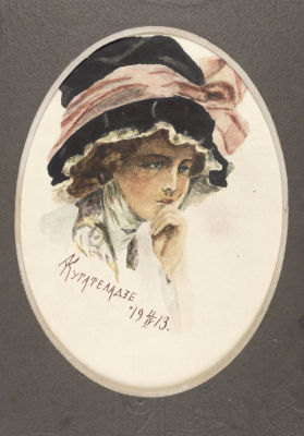 [Ученик Е. Лансере] Кутателадзе А. К. Портрет девушки (копия пастели Ф. Буало). 1913. Бумага 