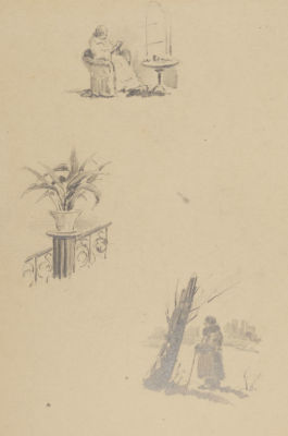 Н/х. Грифонаж. XX век. Бумага, карандаш. Размер 16х10 см. Хорошее состояние. Следы бытования.