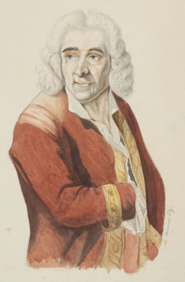 Бреннер. Копия портрета Вольтера с гравюры Ж.-Б. А. Готье-Даготи. 1829. Бумага, акварель. 