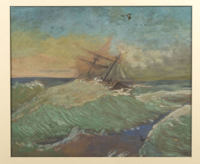 [Общество русских акварелистов] Лыткин А. С. Шторм на море. Последняя четверть XIX века. Картон 