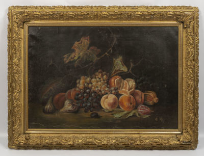 [Рама от Дациаро] Н/х. Натюрморт с фруктами. Вторая половина XIX века. Холст, масло. Размер по 