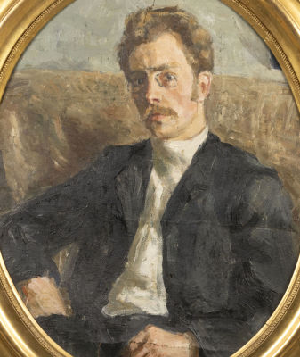 Н/х. Портрет мужчины в очках и костюме. 1900-е гг. Холст, масло. Размер по раме 83х69 см. 