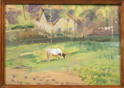 Трескин А. В. Поклонная гора. 1933. Картон, масло. Размер по раме 17х22 см. Размер картона 13 