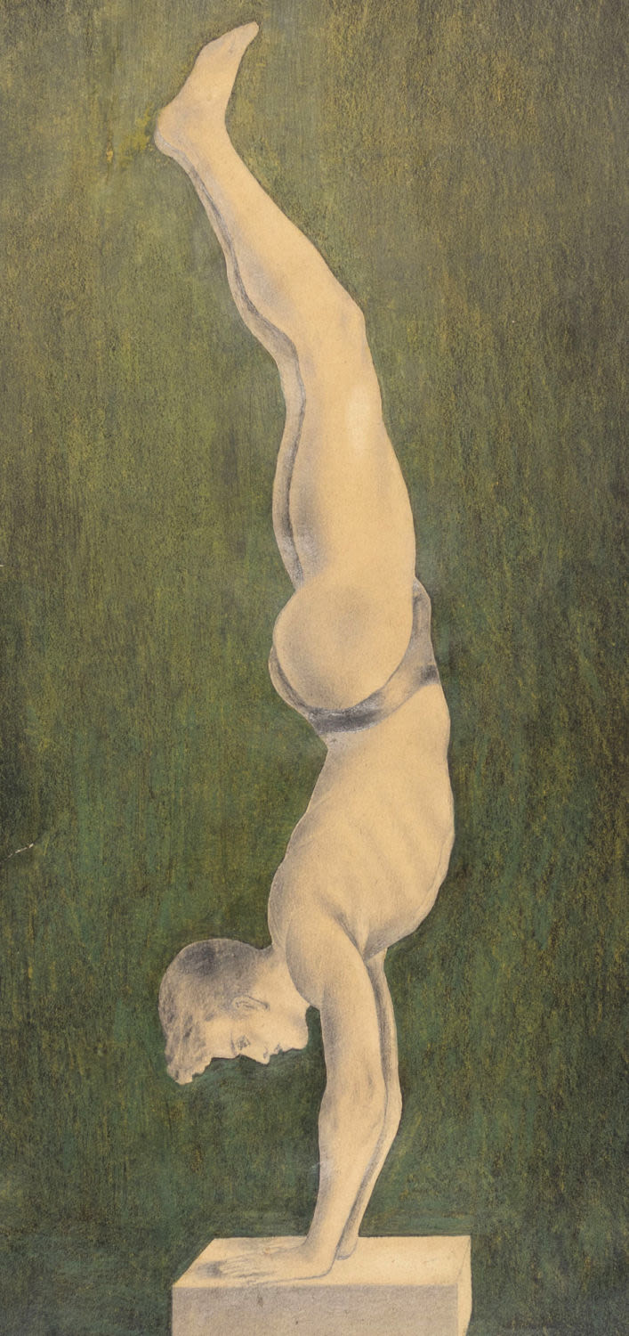 Н/х. Гимнаст. 1920-1930-е гг. Бумага, смешанная техника, коллаж. Размер 35,5х17,5 см. Условно 