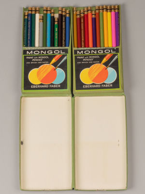 Фабер. Цветные акварельные карандаши. 24 штуки. Eberhard Faber. США, 1950-е. Размер 18,5х10х3,4 