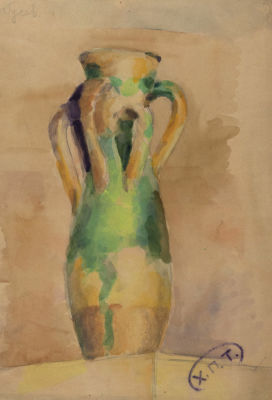 [ХПТ] Гусев В. Ваза с четырьмя ручками. 1920-е гг.(?) Бумага, акварель. Размер 34х24 см. Хорошее 