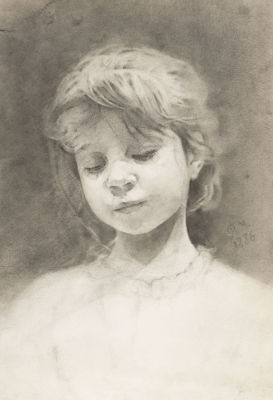 [Из семьи дирижера Е. А. Мравинского] Чистяков П. П. Портрет ребенка. 1886. Бумага, карандаш. 