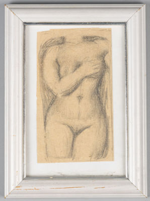 Лебедев В. В. [приписывается] Женский торс. 1930-е гг(?) Бумага, карандаш. Размер по раме 18х13 