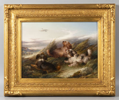 Джонс П. (Paul Jones) Спаниели на утиной охоте. 1880. Холст, масло. Размер в свету 21,5х29,5 